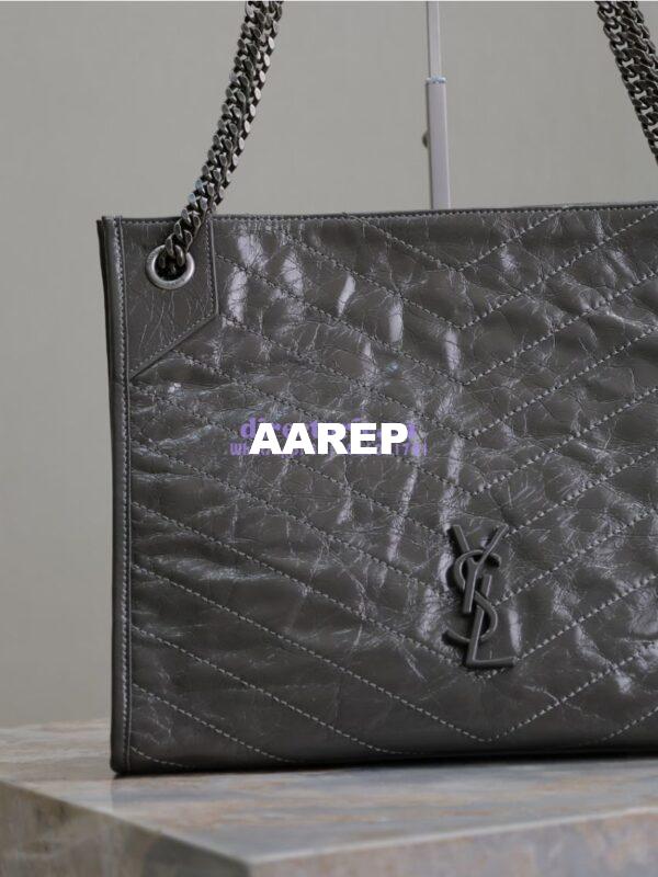 Replica Saint Laurent YSL Niki Medium Shopping Bag In Crinkled Vintage Leather 577999 Storm 11