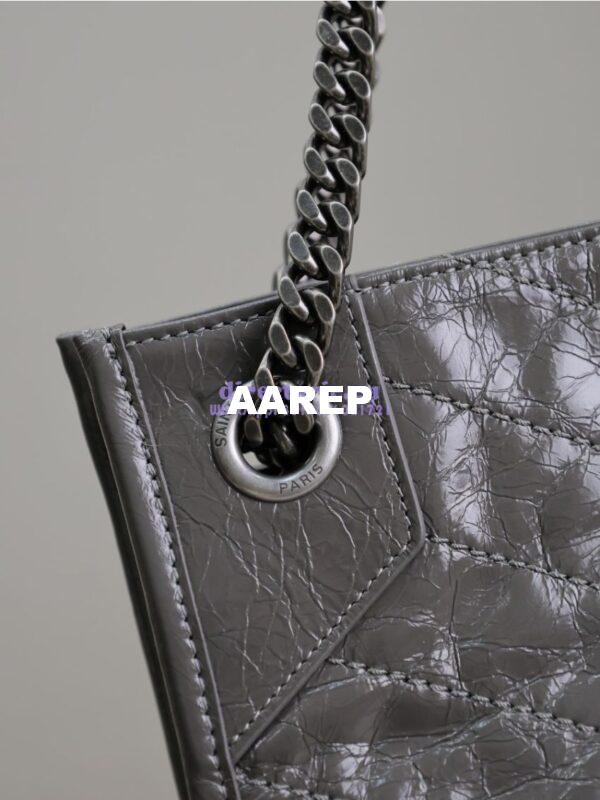Replica Saint Laurent YSL Niki Medium Shopping Bag In Crinkled Vintage Leather 577999 Storm 12