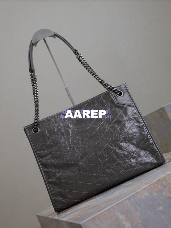 Replica Saint Laurent YSL Niki Medium Shopping Bag In Crinkled Vintage Leather 577999 Storm 15
