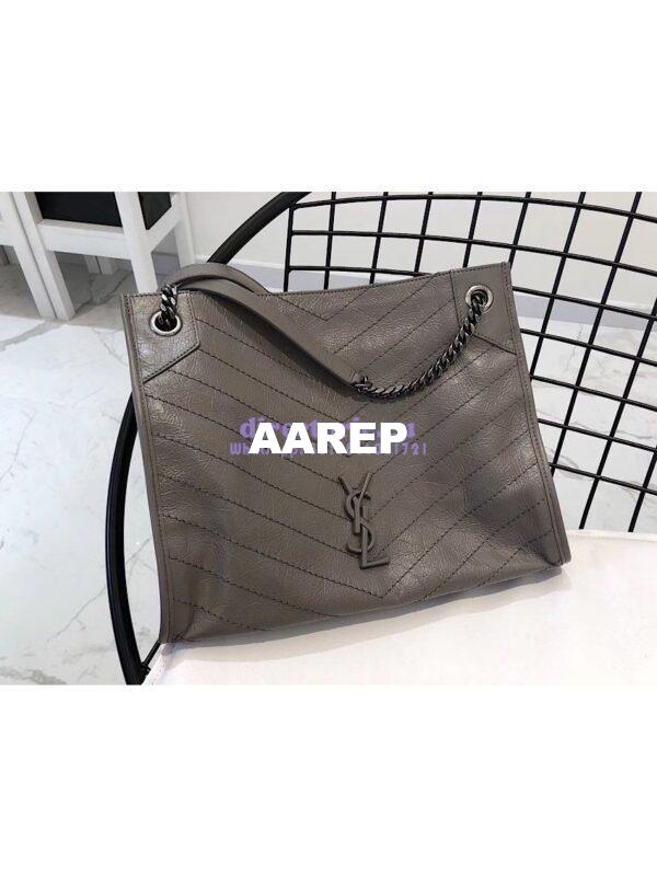 Replica Saint Laurent YSL Niki Medium Shopping Bag In Crinkled Vintage Leather 577999 Fog 4