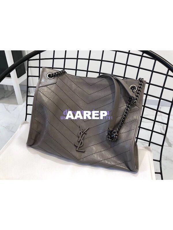 Replica Saint Laurent YSL Niki Medium Shopping Bag In Crinkled Vintage Leather 577999 Fog 5