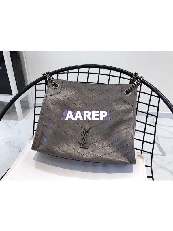 Replica Saint Laurent YSL Niki Medium Shopping Bag In Crinkled Vintage Leather 577999 Fog 6