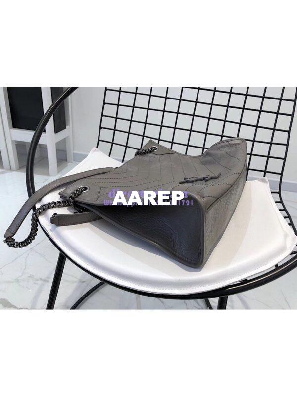 Replica Saint Laurent YSL Niki Medium Shopping Bag In Crinkled Vintage Leather 577999 Fog 7