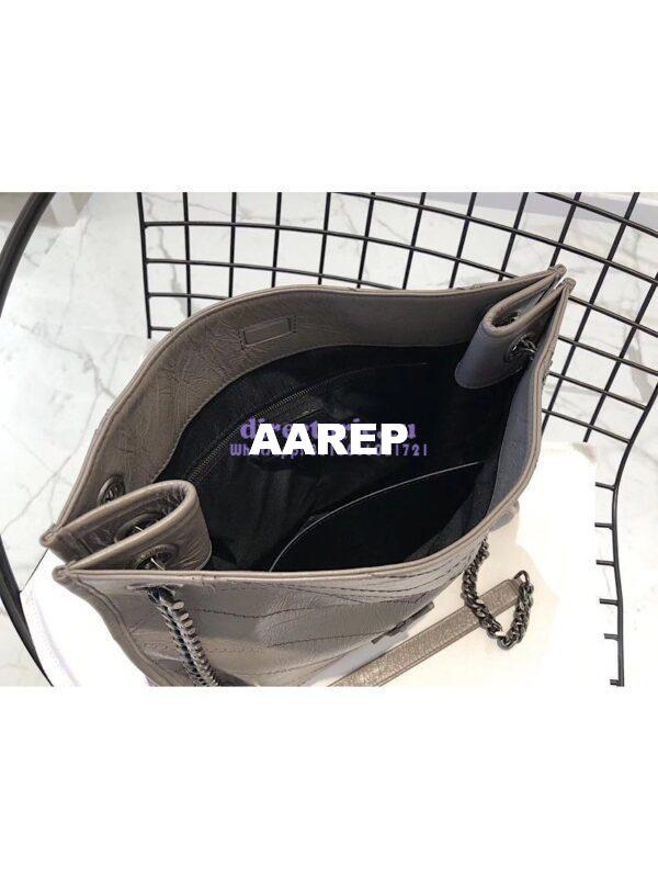 Replica Saint Laurent YSL Niki Medium Shopping Bag In Crinkled Vintage Leather 577999 Fog 9