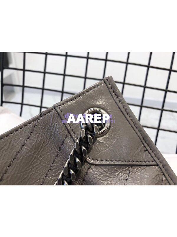 Replica Saint Laurent YSL Niki Medium Shopping Bag In Crinkled Vintage Leather 577999 Fog 10