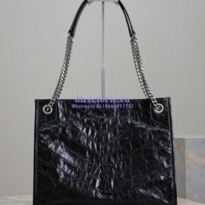 Replica Saint Laurent YSL Niki Medium Shopping Bag In Crinkled Vintage Leather 577999 Black