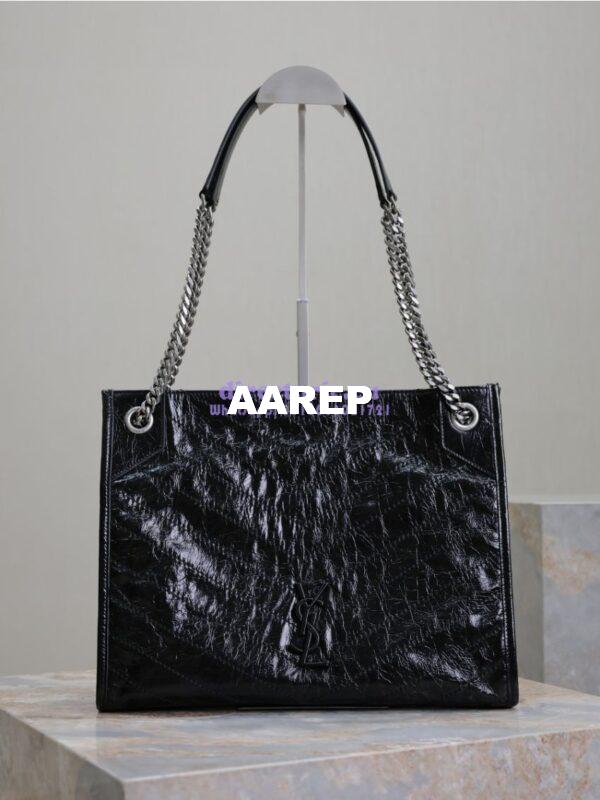 Replica Saint Laurent YSL Niki Medium Shopping Bag In Crinkled Vintage Leather 577999 Black 3