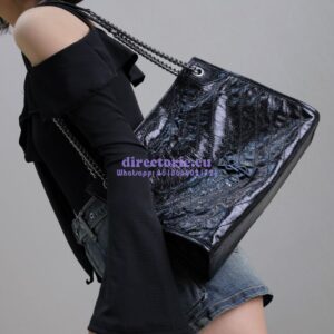 Replica Saint Laurent YSL Niki Medium Shopping Bag In Crinkled Vintage Leather 577999 Black 2