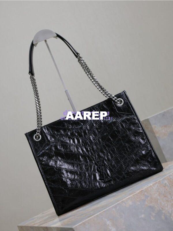 Replica Saint Laurent YSL Niki Medium Shopping Bag In Crinkled Vintage Leather 577999 Black 6