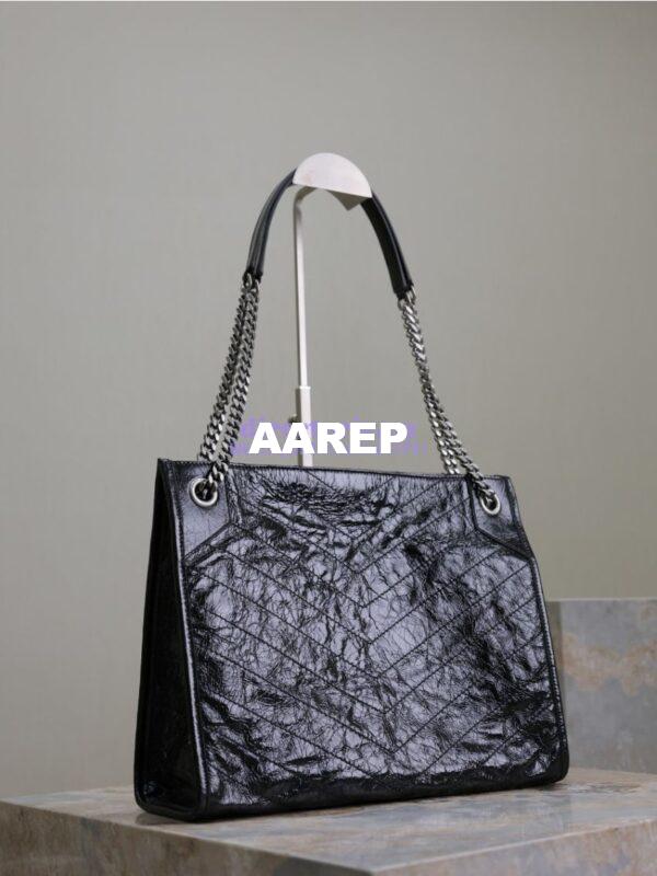 Replica Saint Laurent YSL Niki Medium Shopping Bag In Crinkled Vintage Leather 577999 Black 16