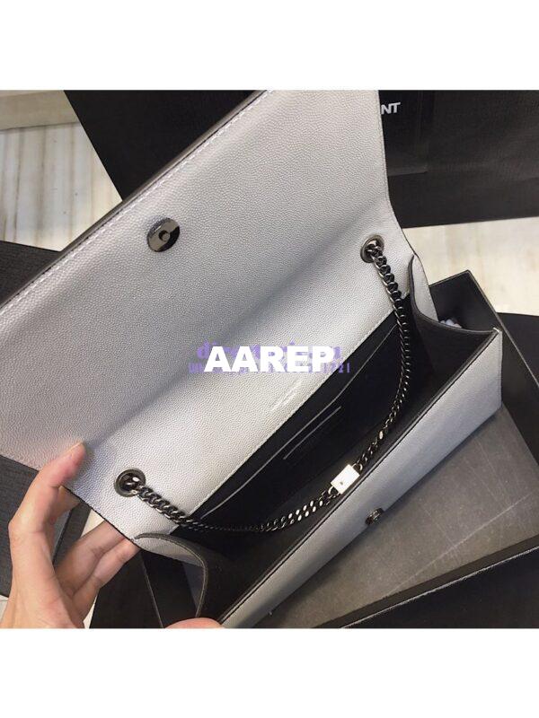 Replica YSL Saint Laurent Classic Medium Kate Silver Hardware In Grained De Poudre Textured Leather Pearly Silver 10