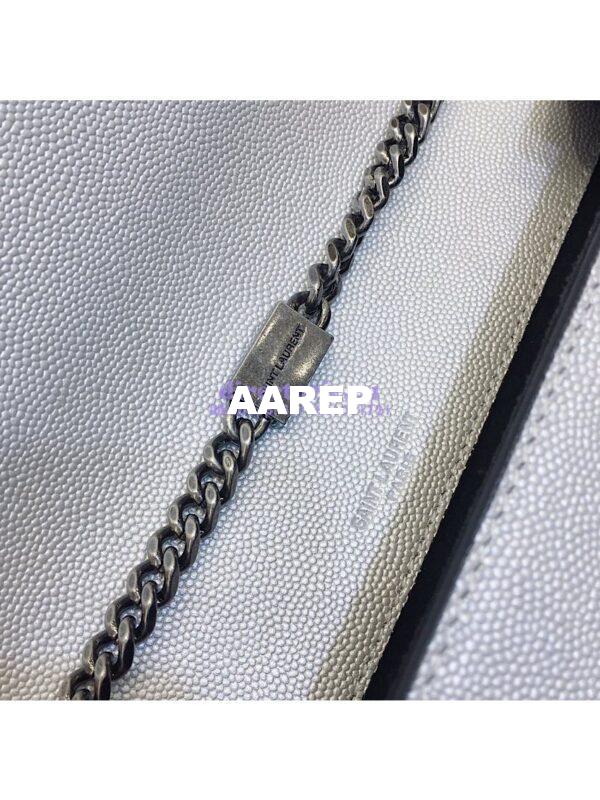 Replica YSL Saint Laurent Classic Medium Kate Silver Hardware In Grained De Poudre Textured Leather Pearly Silver 12