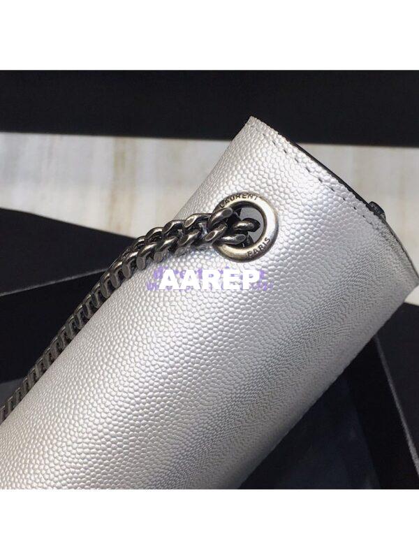 Replica YSL Saint Laurent Classic Medium Kate Silver Hardware In Grained De Poudre Textured Leather Pearly Silver 13