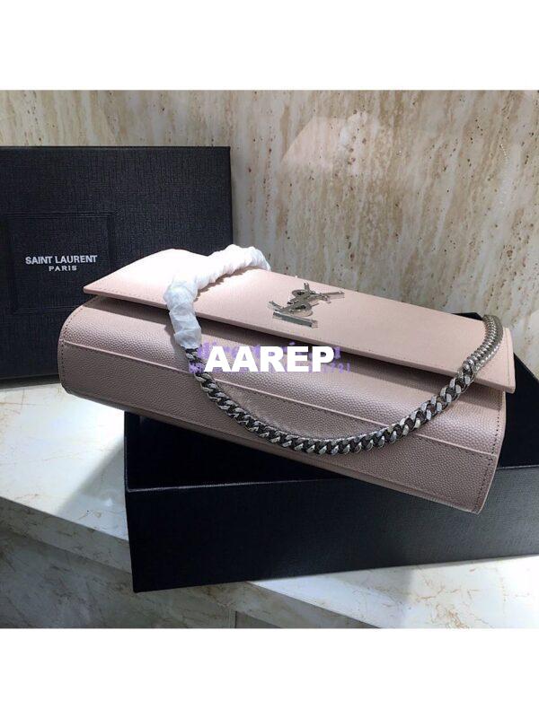 Replica YSL Saint Laurent Classic Medium Kate Silver Hardware In Grained De Poudre Textured Leather Powder Pink 5