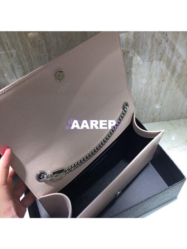 Replica YSL Saint Laurent Classic Medium Kate Silver Hardware In Grained De Poudre Textured Leather Powder Pink 7