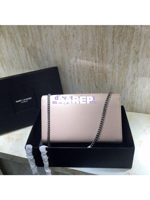 Replica YSL Saint Laurent Classic Medium Kate Silver Hardware In Grained De Poudre Textured Leather Powder Pink 10