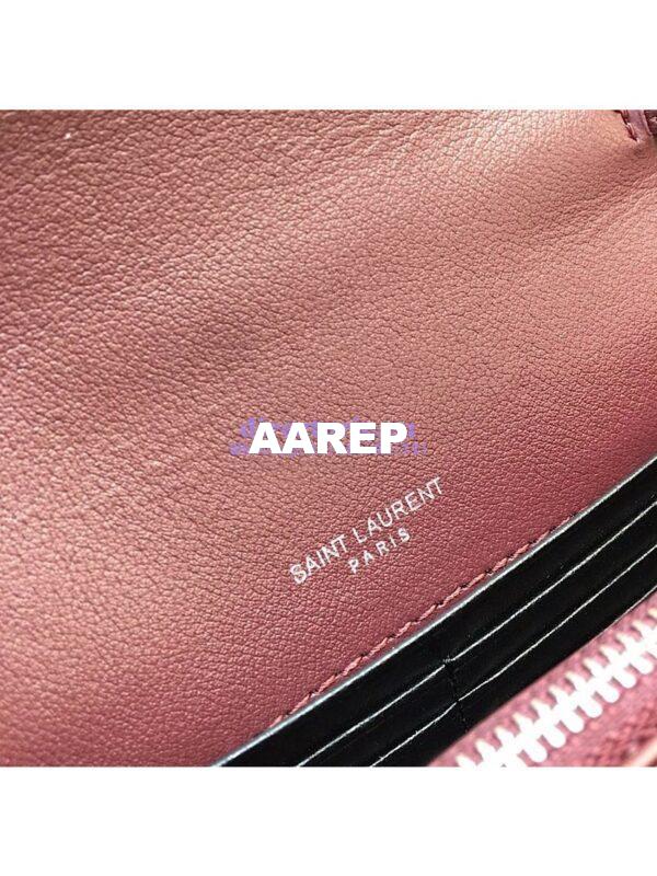 Replica Saint Laurent YSL Sunset Chain Wallet In Shiny Crocodile-embossed Leather 533026 Wine 9