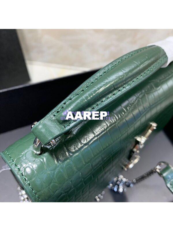Replica Saint Laurent YSL Sunset Chain Wallet In Shiny Crocodile-embossed Leather 533026 Green 6