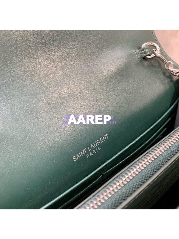Replica Saint Laurent YSL Sunset Chain Wallet In Shiny Crocodile-embossed Leather 533026 Green 8