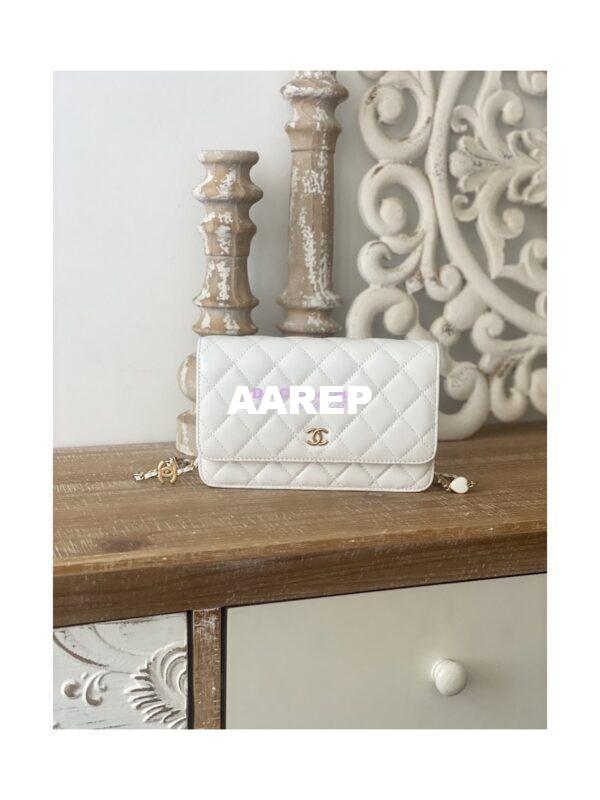 Replica Chanel Lambskin Wallet On Chain WOC AP3035 White 3