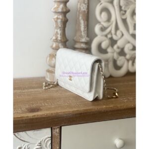 Replica Chanel Lambskin Wallet On Chain WOC AP3035 White 2