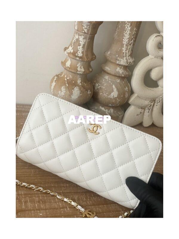 Replica Chanel Lambskin Wallet On Chain WOC AP3035 White 5