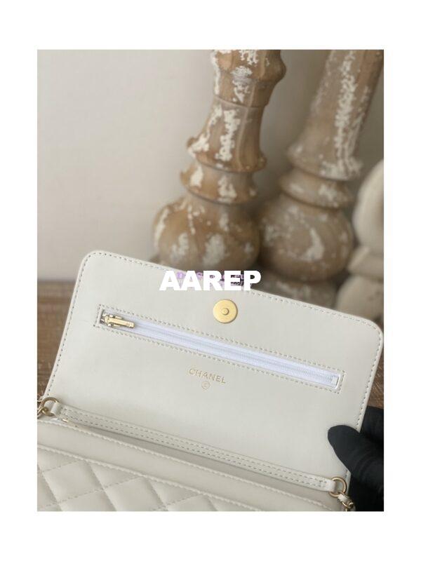 Replica Chanel Lambskin Wallet On Chain WOC AP3035 White 8