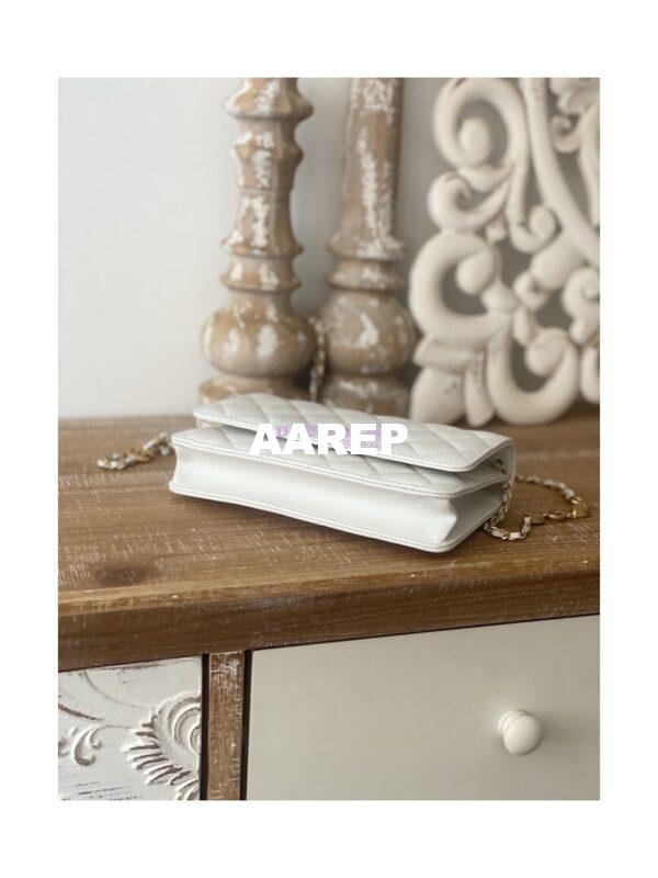 Replica Chanel Lambskin Wallet On Chain WOC AP3035 White 11