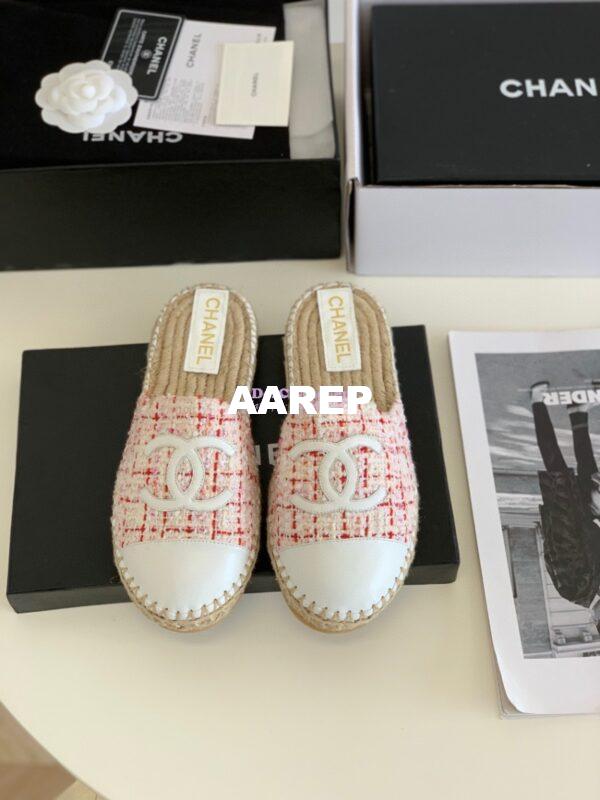 Replica Chanel Tweed and Lambskin White Pink Espadrilles Sandals G37482 3