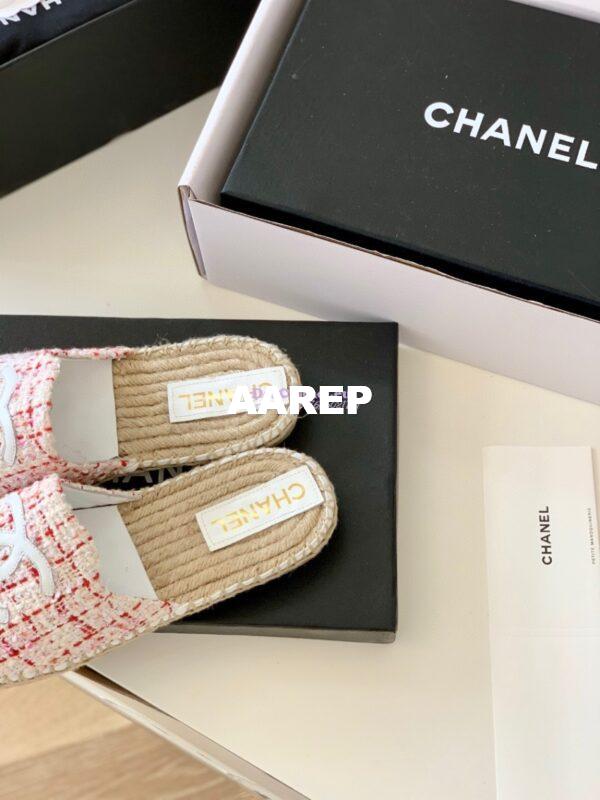 Replica Chanel Tweed and Lambskin White Pink Espadrilles Sandals G37482 10