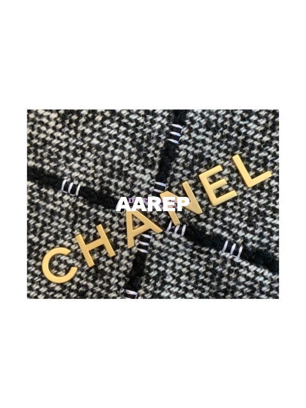 Replica Chanel 22 Handbag Wool Tweed & Gold Metal AS3261 Black and ecru 5