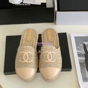 Replica Chanel Tweed and Lambskin Nude Espadrilles Sandals G37482 2