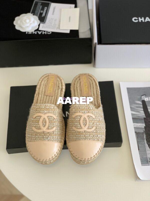 Replica Chanel Tweed and Lambskin Nude Espadrilles Sandals G37482 2