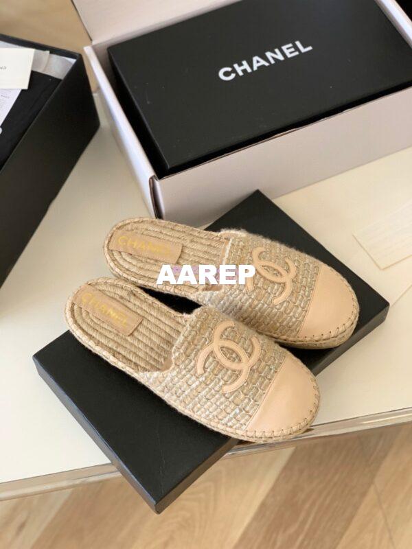 Replica Chanel Tweed and Lambskin Nude Espadrilles Sandals G37482 4