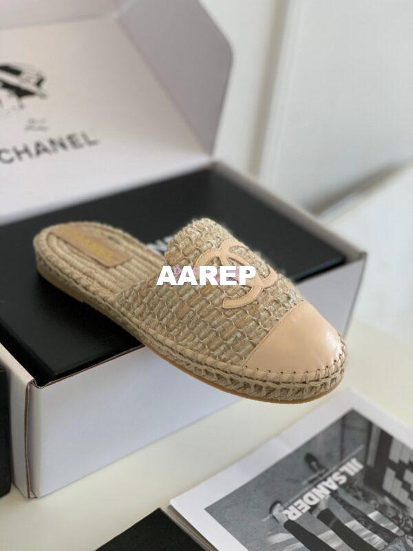 Replica Chanel Tweed and Lambskin Nude Espadrilles Sandals G37482 5
