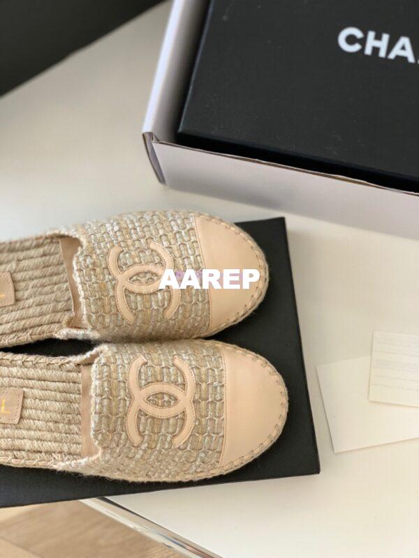 Replica Chanel Tweed and Lambskin Nude Espadrilles Sandals G37482 6