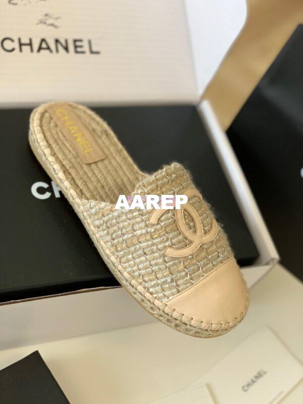 Replica Chanel Tweed and Lambskin Nude Espadrilles Sandals G37482 7