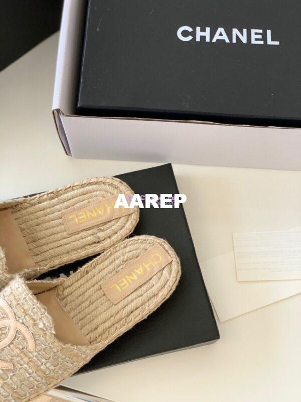 Replica Chanel Tweed and Lambskin Nude Espadrilles Sandals G37482 8