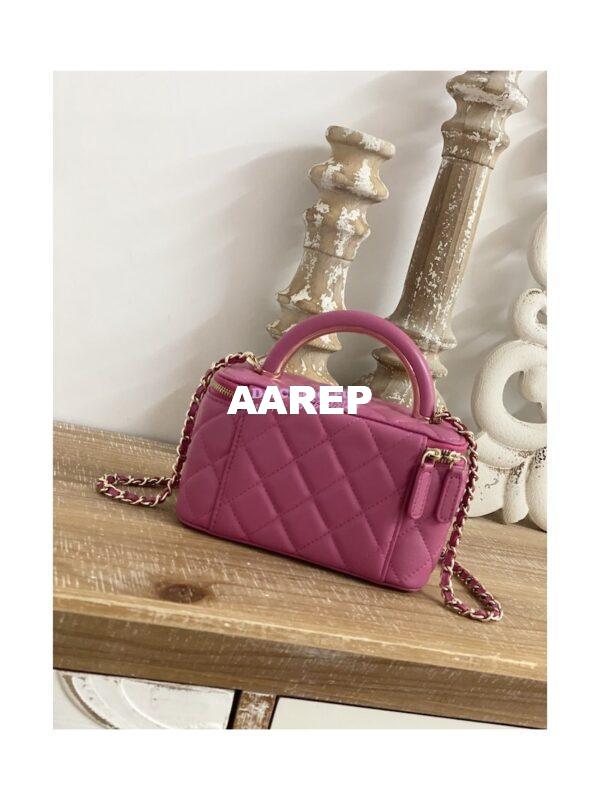 Replica Chanel Vanity With Chain in Lambskin Top Handle AP2846 Dark Pink 7