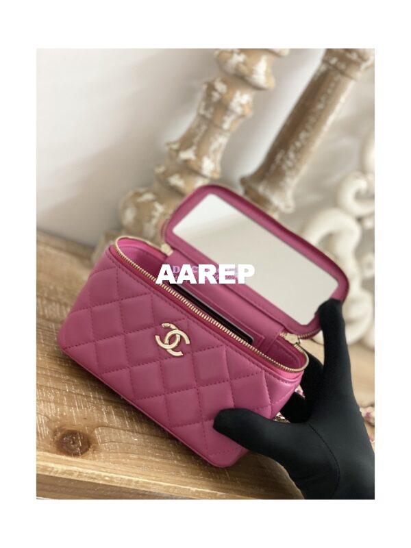 Replica Chanel Vanity With Chain in Lambskin Top Handle AP2846 Dark Pink 8
