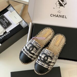 Replica Chanel Tweed and Lambskin Ivory Grey Black Espadrilles Sandals G37482 2
