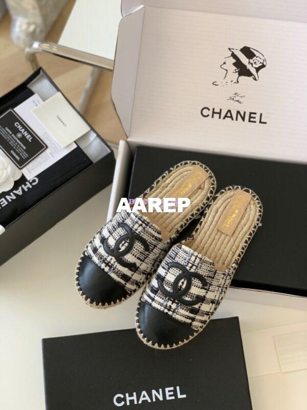 Replica Chanel Tweed and Lambskin Ivory Grey Black Espadrilles Sandals G37482 2