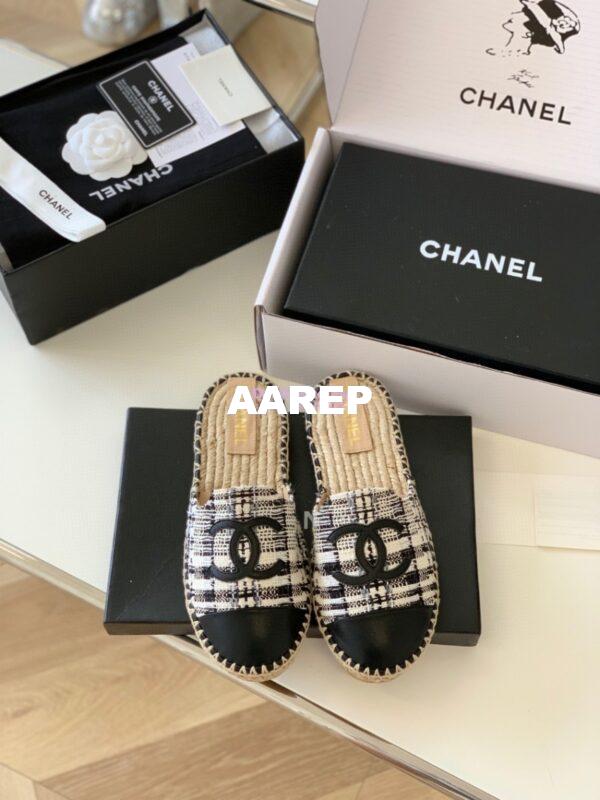 Replica Chanel Tweed and Lambskin Ivory Grey Black Espadrilles Sandals G37482 3