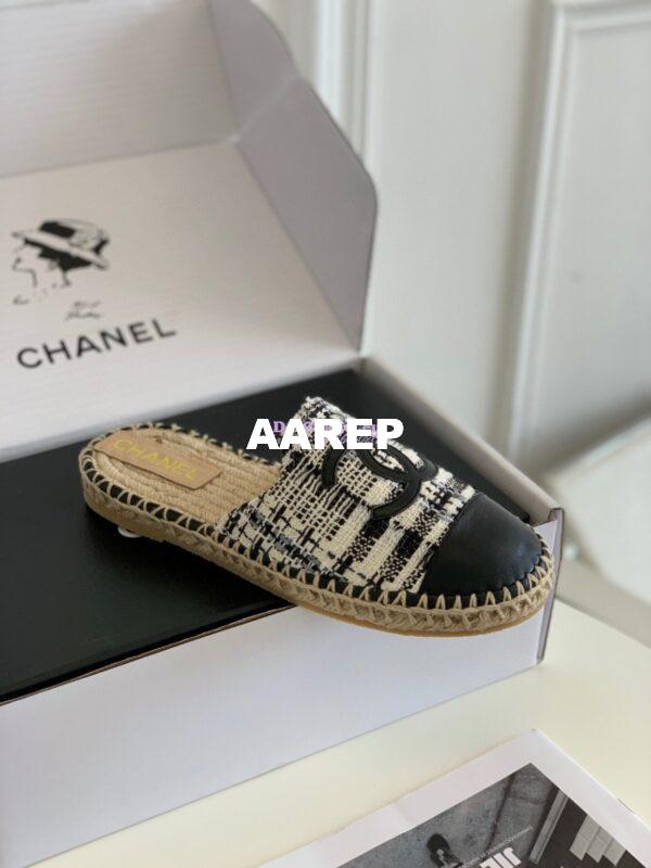 Replica Chanel Tweed and Lambskin Ivory Grey Black Espadrilles Sandals G37482 4