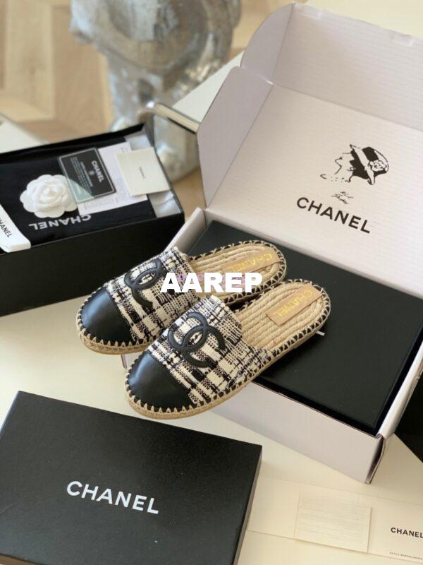 Replica Chanel Tweed and Lambskin Ivory Grey Black Espadrilles Sandals G37482 5
