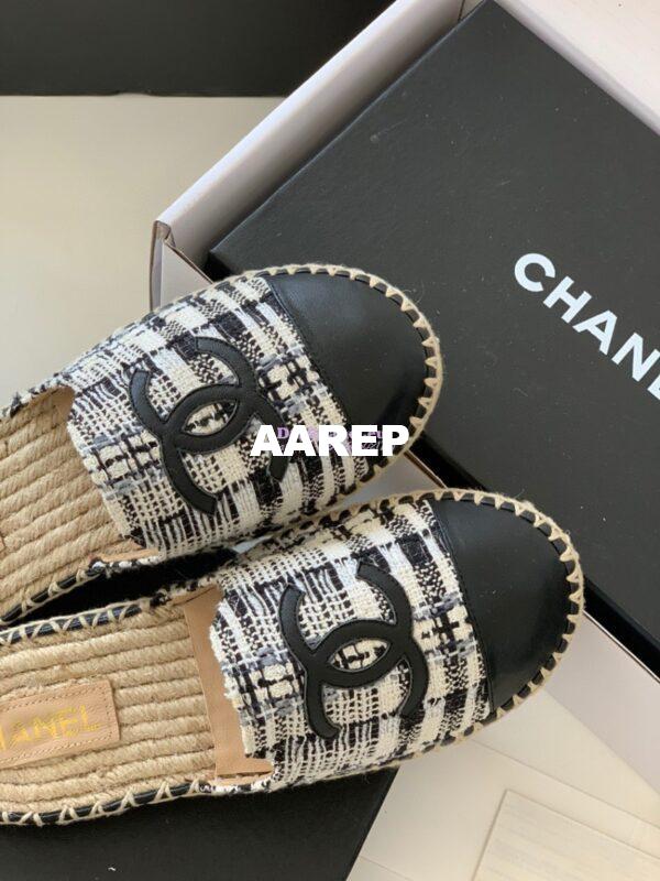 Replica Chanel Tweed and Lambskin Ivory Grey Black Espadrilles Sandals G37482 6
