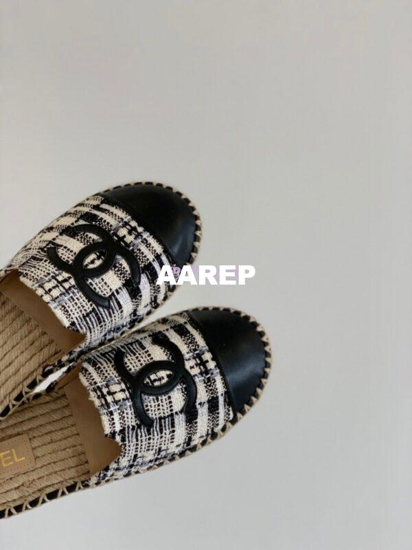 Replica Chanel Tweed and Lambskin Ivory Grey Black Espadrilles Sandals G37482 8