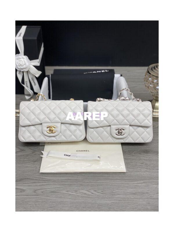 Replica Chanel Small Classic Flap CF Bag Quilted Lambskin 20cm in White 3
