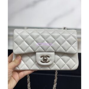 Replica Chanel Small Classic Flap CF Bag Quilted Lambskin 20cm in White 2