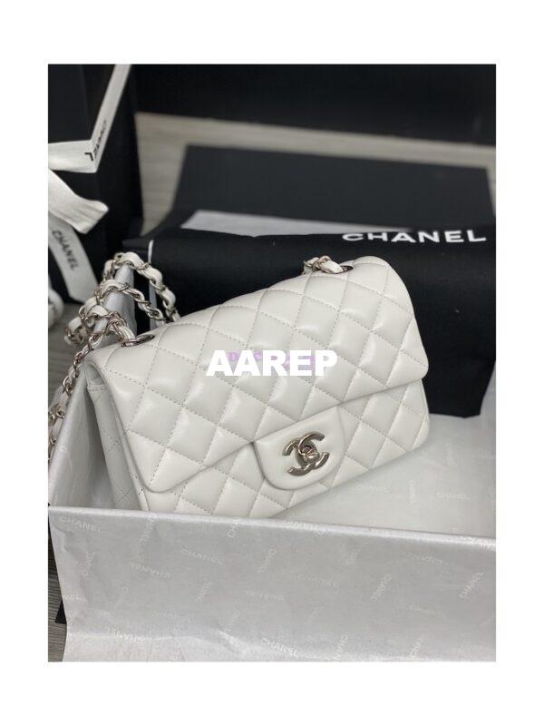 Replica Chanel Small Classic Flap CF Bag Quilted Lambskin 20cm in White 5